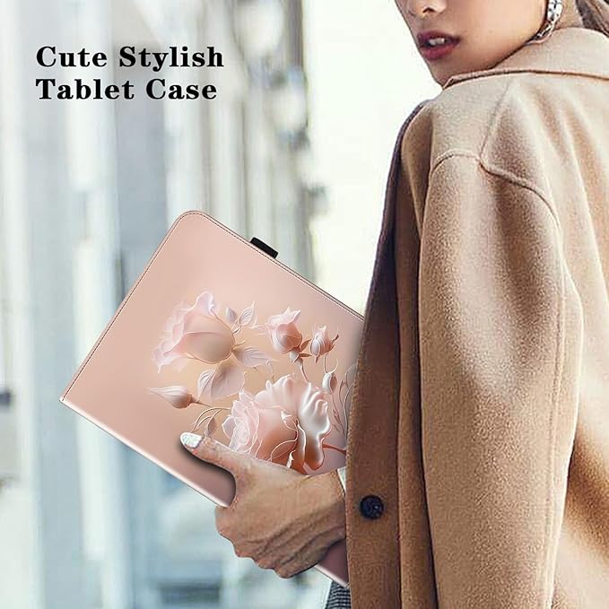 Case for Lenovo Tab Plus 11.5 inch 2024 (TB351FU),PU Leather Folio Shockproof Stand Card Slots Smart Protective Cover for Lenovo Tab Plus 2024 Tablet - Ceramic Roses