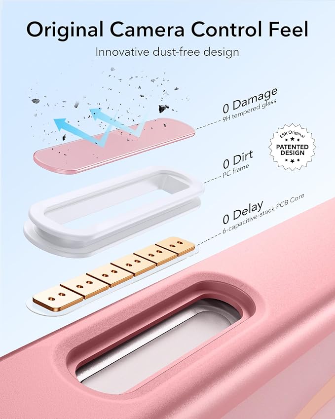 ESR for iPhone 16 Pro Case,Camera Control Button Compatible with MagSafe, Military-Grade Protective Case, Built-in Stash Stand Phone Case, Scratch-Resistant Back Cover, Classic Series, Frosted Pink