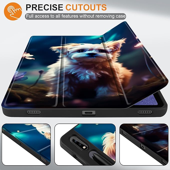 Case for Samsung Galaxy Tab S8 2022 & S7 2020, Shockproof Tablet Case for Samsung Tab S8/S7 11 inch with Auto Sleep/Wake & Trifold Stand & Soft TPU Back Cover, Fantasy Puppy