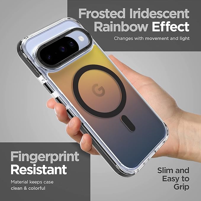 MOWIME Magnetic Case for Google Pixel 10/10 Pro [Compatible with Magsafe] [Cute Fashion Fluorescent Design] Shockproof Slim Translucent Matte Case for Pixel 10/10 Pro 6.3", Black