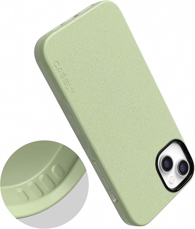 Casely iPhone 14 Case | Kiwi Kiss | Matcha Green Shimmer Glitter | Bold Protective Design | Compatible with MagSafe