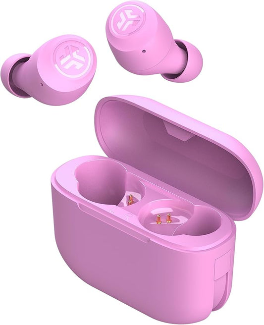 JLab Go Air Pop True Wireless Earbuds, in Ear Headphones, Bluetooth Earphones, Ear Buds with 32H Playtime, Bluetooth Earbuds with Microphone, USB Charging Case, Dual Connect, EQ3 Sound, Pink