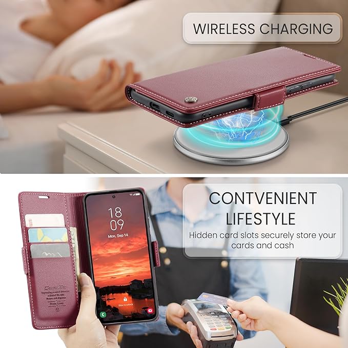 SINIANL for Samsung Galaxy S25 Plus Wallet Case with RFID Blocking, S25 Plus Case Wallet for Men Women with Card Holder Magnetic Clasp Kickstand Leather Book Folio Case for Galaxy S25 Plus Red