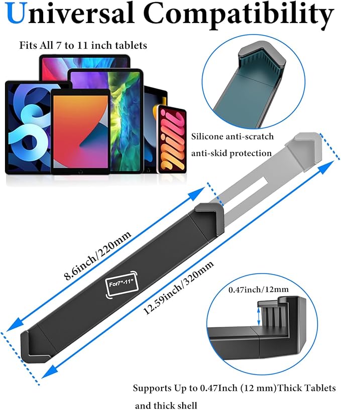 Anti-Theft iPad Kiosk Stand - Double Anti Theft, Locking Tablet Stand for Desktop, 360°/ 90° Swivel POS iPad Security Stand for 10.2" iPad/iPad Air/iPad Pro/Galaxy Tabs, All 7-11" Tablet