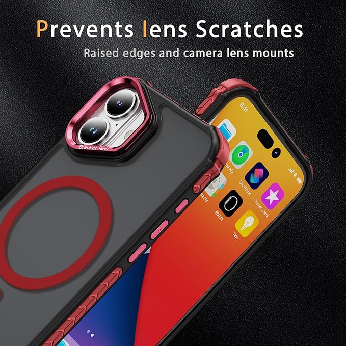16 Plus Case Magnetic for iPhone 16 Plus, 6.7 Inch, with Camera Stand，[Compatible with MagSafe][Compatible Fast Wireless Charging] for i Phone 16 Plus Case Red