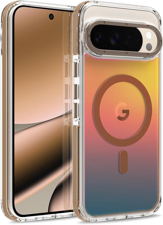 MOWIME Magnetic Case for Google Pixel 10 Pro XL [Compatible with Magsafe] [Cute Fashion Fluorescent Design] Shockproof Slim Translucent Matte Case for Pixel 10 Pro XL 6.8", Desert