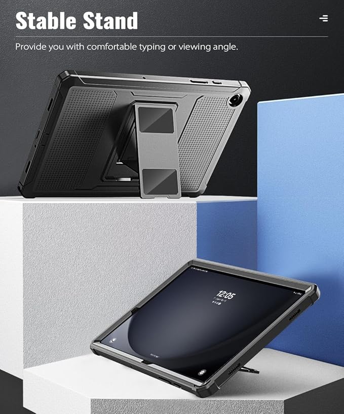 MoKo Case Fit Galaxy Tab A9 Plus 11-Inch 2023 (SM-X210/X216/X218), Shockproof Full Body Rugged Stand Back Cover Built-in Screen Protector Fit Galaxy Tab A9+ 11" 2023, Black