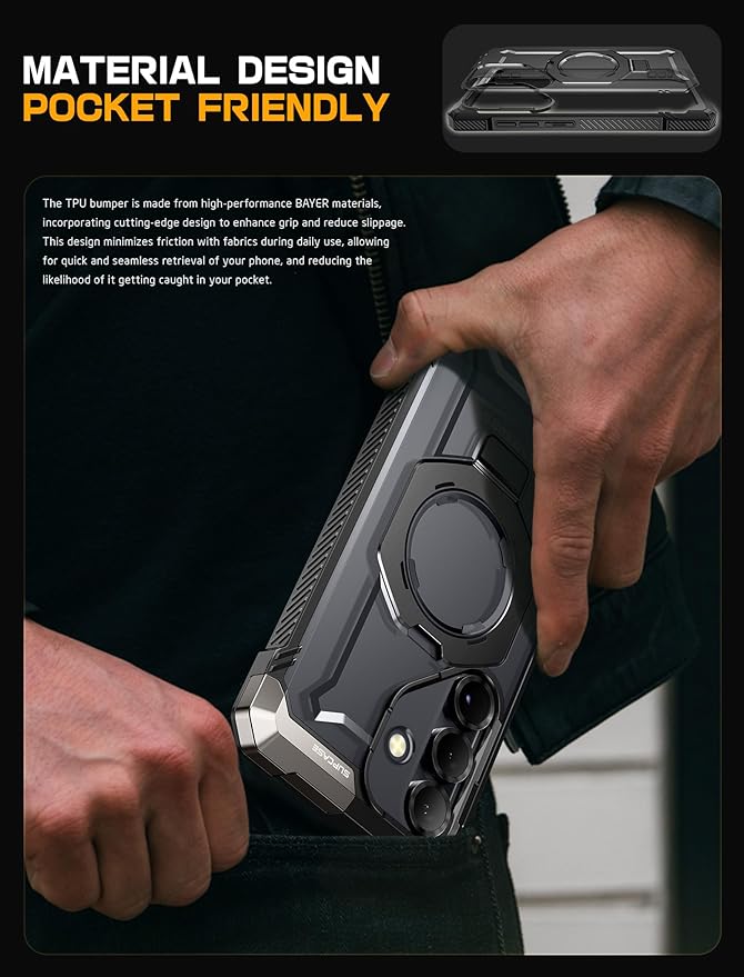 SUPCASE for Samsung Galaxy S25 Case with Stand (Unicorn Beetle Grip), [Compatible with MagSafe] [Military-Grade Drop Protection] Heavy Duty Shockproof Magnetic Phone Case for Galaxy S25 6.2", Black