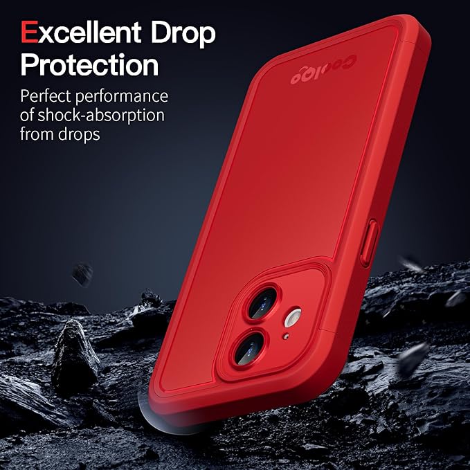 COOLQO Magnetic for iPhone 12 Case, Compatible with MagSafe, Dual Layer Design Military Grade Protection, Translucent Matte Scratch-Resistant Back Protective Shockproof Phone Case, Red