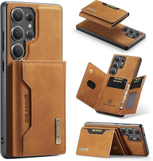 SZHAIYU M2 2 in 1 Detachable Leather Phone Cases for Samsung Galaxy S25 Ultra 5G Case Wallet with Card Holder Men 6.8'' (Brown)