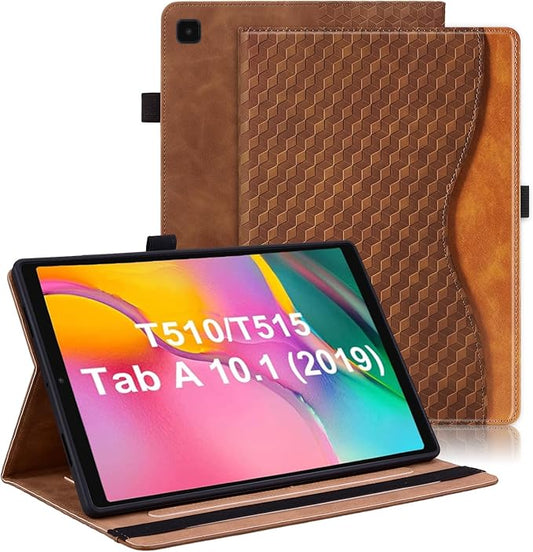 Case for Samsung Galaxy Tab A 10.1 2019 (SM-T510/T515/T517) PU Leather Multi-Angle Viewing Stand with Card Pocket Tablet Cover for 10.1 Inch Tablet Android 2019,Brown