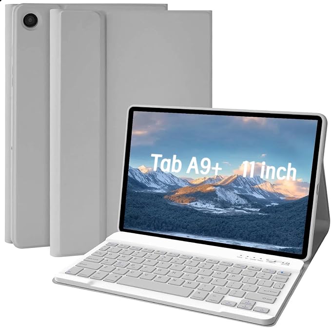 MMK Galaxy Tab A9 Plus Case with Keyboard, Samsung A9 Plus Tablet Case Keyboard (11" 2023, SM-X210/X216/X218), Wireless Detachable-Smoke Gray