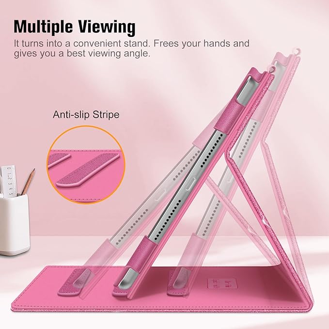 Fintie Case for iPad 9th / 8th / 7th Generation (2021/2020/2019) 10.2 Inch - [Corner Protection] Multi-Angle Viewing Stand Cover with Pocket & Pencil Holder, Auto Sleep Wake, Glittering Pink