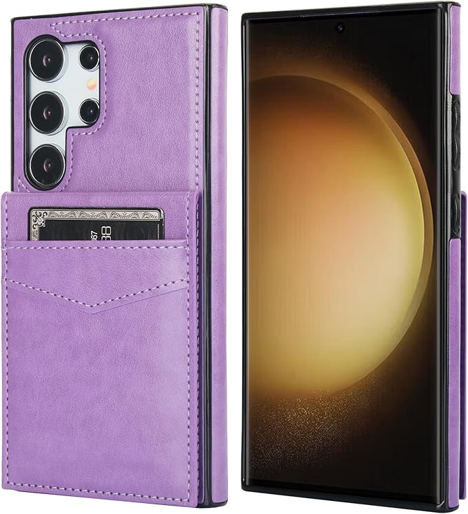 KIHUWEY for Samsung Galaxy S24 Ultra Case Wallet with Credit Card Holder, Flip Premium Leather Magnetic Clasp Kickstand Heavy Duty Protective Cover for Samsung Galaxy S24 Ultra 6.8" (Purple)