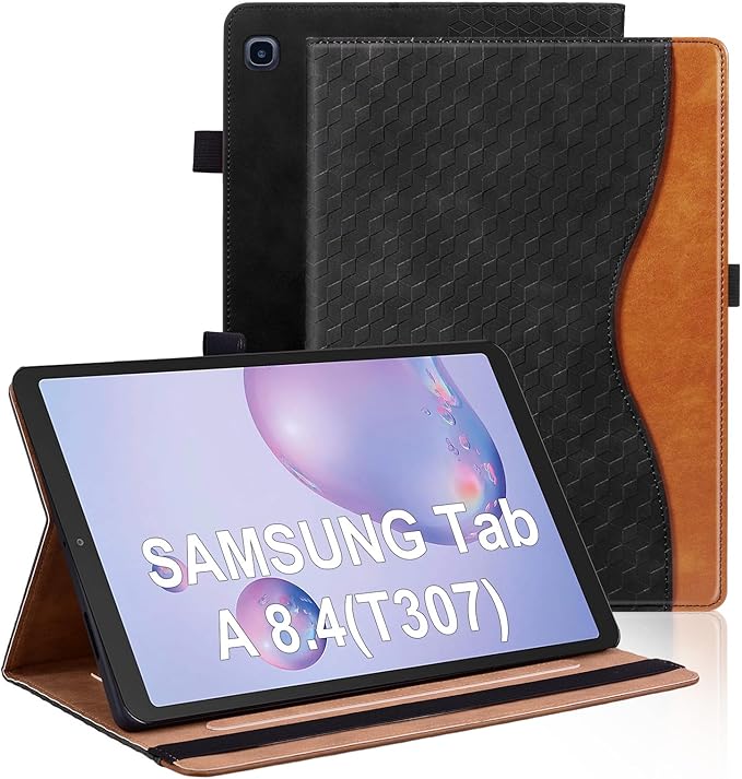 Case for Samsung Galaxy Tab A 8.4 2020 Model SM-T307 Multi-Angle Stand Folio Cover PU Leather with Card Pocket Tab T307 Case,Black