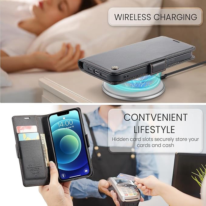 for iPhone 12 Mini Case, Premium PU Leather Wallet Case Flip Cover with [RFID Blocking][Card Holder][Stand Function] Shockproof Protective for iPhone 12 Mini 5.4 inch, Black