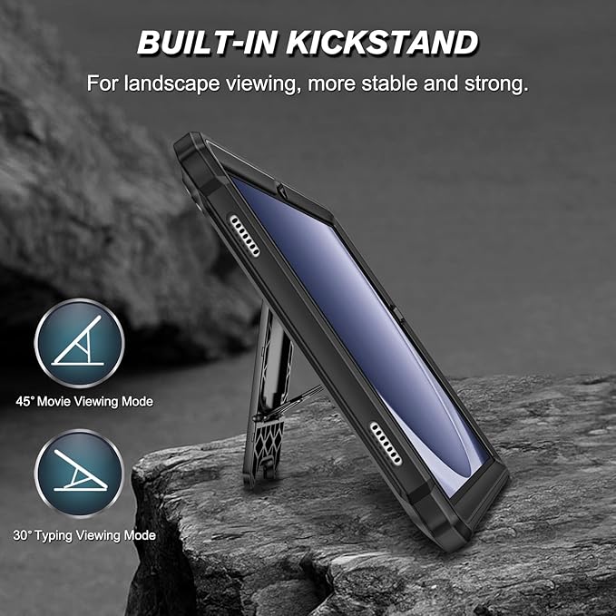 Fintie Shockproof Case for Samsung Galaxy Tab A9 Plus/A9+ 5G 11 Inch 2023 Model (SM-X210/X216/X218), Tuatara Rugged Unibody Hybrid Bumper Kickstand Cover Built-in Screen Protector, Black