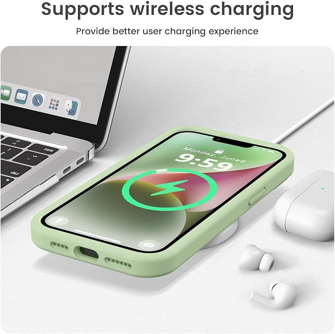 Vooii Compatible with iPhone 13 Pro Case, Liquid Silicone Upgrade [Camera Protection] [Soft Anti-Scratch Microfiber Lining] Shockproof Phone Case for iPhone 13 Pro 6.1 inch - Matcha