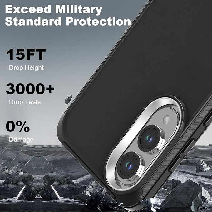 Designed for Samsung Galaxy S25 Edge Case [with Privacy Screen Protector] 3-Layer Full Body Protection Rugged Shockproof Heavy Duty Phone Case Cover, Black/Grey