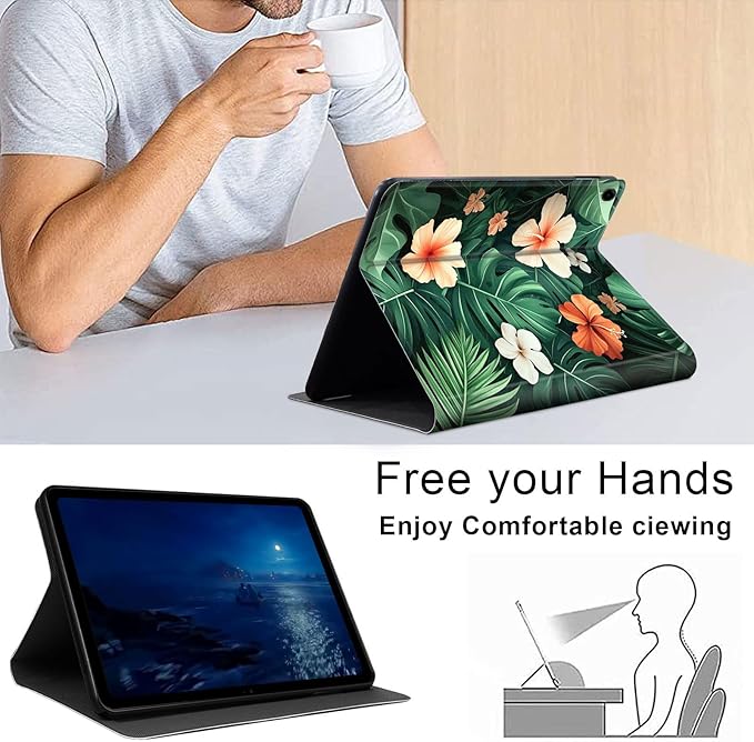 Case for Samsung Galaxy Tab A9+/A9 Plus 11” 2023 Model (SM-X210/X216/X218), Slim PU Leather Stand Cover with Auto Wake/Sleep, Multi-Angle Viewing & Shockproof, Banana Leaves