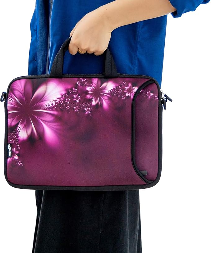 RICHEN 10 inches Messenger Bag Carrying Case Sleeve with Handle Accessory Pocket Fits 7 to 10-Inch Laptops/Notebook/ebooks/Kids tablet/Pad (7-10.2 inch, Flowers)