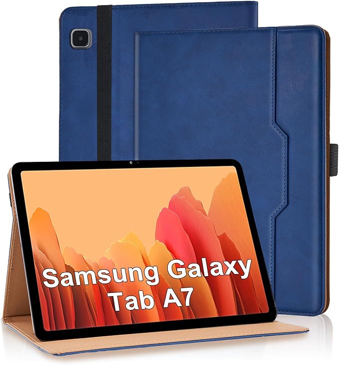 Tablet Case for Samsung Galaxy Tab A7 10.4 Inch 2020 (SM-T500/T505/T507) PU Leather Folio Flip Cover for Tab A7 SM T500 Multi-Angle Stand with Card Pocket ＆ Hand Starp,Blue