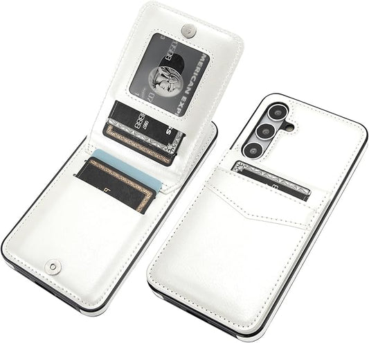 KIHUWEY for Samsung Galaxy S24 Plus Case Wallet with Credit Card Holder, Flip Premium Leather Magnetic Clasp Kickstand Heavy Duty Protective Cover for Samsung Galaxy S24 Plus 6.7" (White)