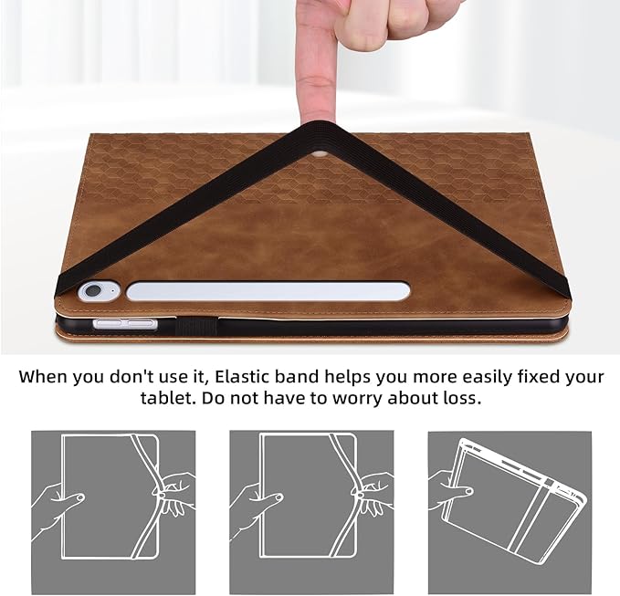 Case for Samsung Galaxy Tab S10 Fe Plus 13.1" 2025, PU Leather Folio Business Protective, Multi-Angle Viewing Stand with Front Pocket, Hand Strap for Galaxy S10 FE+ Brown