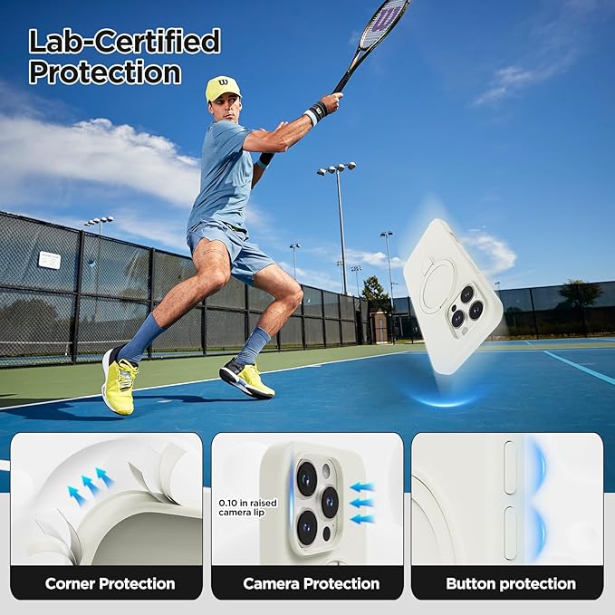 Magnetic Stand for iPhone16 Pro Case with Kickstand 【Lab-Certified Protection】【Not Yellowing】【Anti-Fingerprint】 Durable, Enhanced Grip, Slim，White，iPhone 16 Pro 6.3"