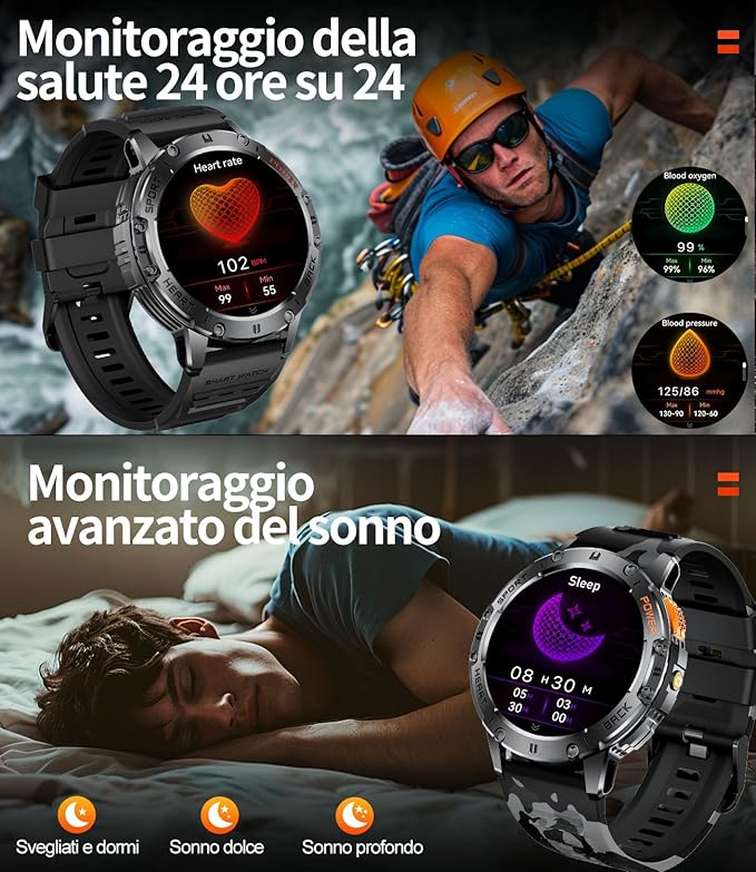 Smart Watches for Men(3 Straps),1,43'' AMOLED Military Smart Watch for Men with LED Flashlight/530mAh Large Battery/5ATM Waterproof,Fitness Tracker Smartwatch with Answer/Make Call