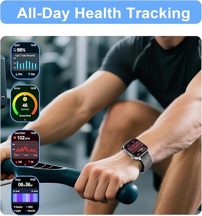 Smart Watch for Men(Answer/Make Calls),Built-in GPS,2.1" Touch Screen Fitness Tracker, Heart Rate/Sleep/SpO2 Monitor, Pedometer,110+ Sport Mode Smartwatch for Android Phone, A2