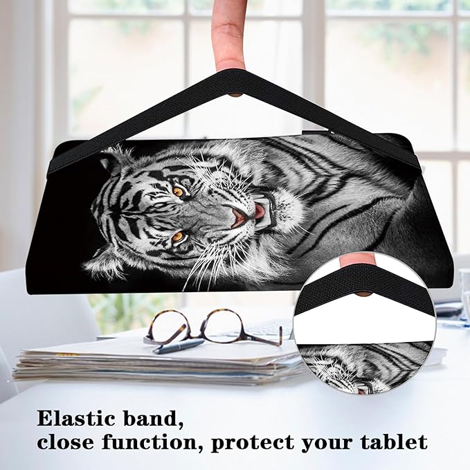 Tablet Case for Lenovo Tab Plus 11.5 Inch 2024, Multi-Angle Viewing Premium PU Leather Case with Hand Strap & Card Slots/Holder for 11.5" Lenovo Tab Plus 2024 Release - Black Tiger