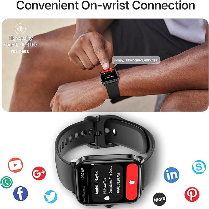 Smart Watch for Men Women, GPS Built-in, Bluetooth Calling, Heart Rate & Sleep Health Monitor, Stress Manage, IP68 Waterproof, 100+ Sports Mode, Smartwatch for Android & iPhone, Black