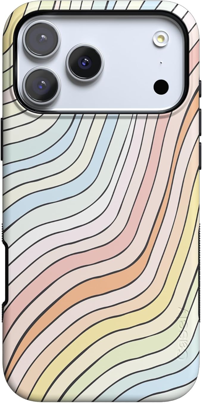 Casely iPhone 17 Pro Case | Ride The Wave | Pastel Rainbow Lined | Compatible with MagSafe | Bold Protective Design