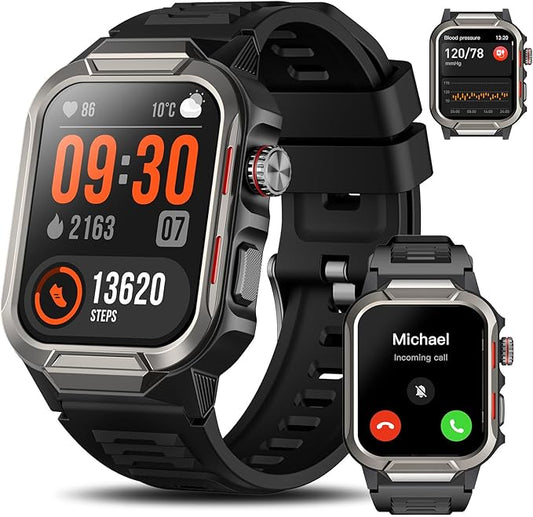 Smart Watches for Men (Answer/Make Calls), 1.96" Fitness Smart Watch with Heart Rate/Blood Oxygen/Sleep Monitor/100+ Sport Modes, 3ATM Waterproof Smartwatch Mens Watches for Android and iPhone