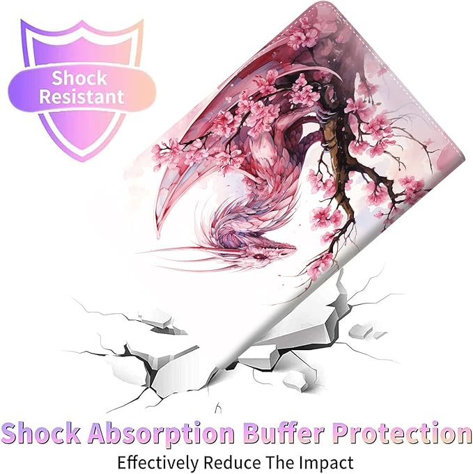 Case for Galaxy Tab A9 Plus ， Auto Sleep/Wake Multi-Angle Viewing Slim Folio Stand Cover for Samsung Galaxy Tab A9+/A9 Plus 11 Inch 2023 (SM-X210/X216/X218), Pink Dragon