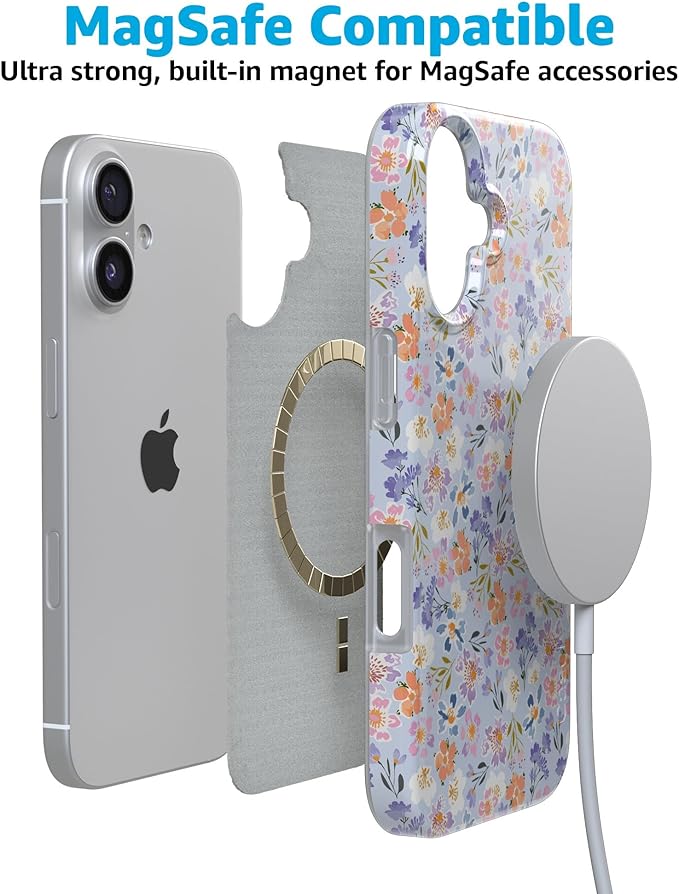 Casely iPhone 17 Case | Poppy Meadows | Pastel Floral | Compatible with MagSafe | Classic Ultra Slim Design