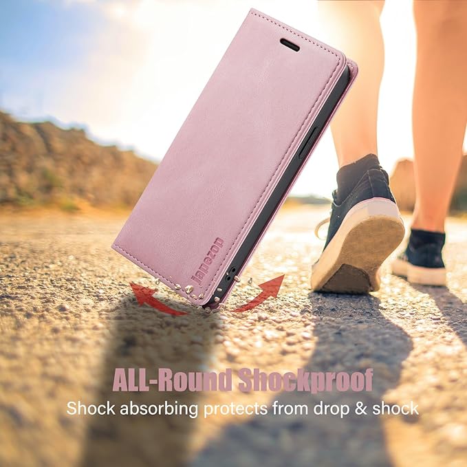 japezop iPhone 15 Pro 5G Wallet Case with [RFID Blocking],Card Holder Kickstand Magnetic,Leather Flip Case Wallet for iPhone 15 Pro 5G 6.1 Inch(Pink)