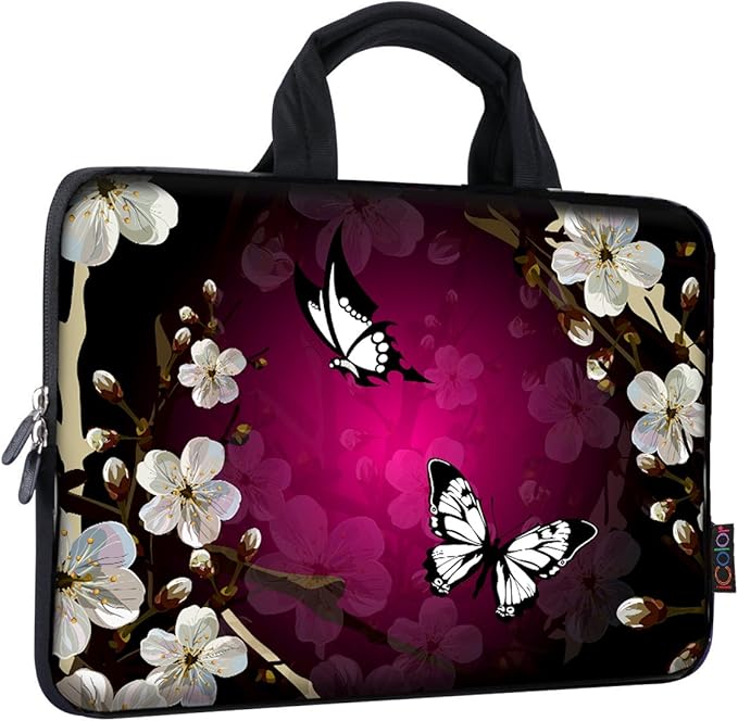iColor 14 15 15.4 15.6 inch Laptop Handle Bag Computer Protect Case Pouch Holder Notebook Sleeve Neoprene Cover Soft Carring Case for MacBook Dell Lenovo Toshiba HP Chromebook ASUS Acer Black ICB-11