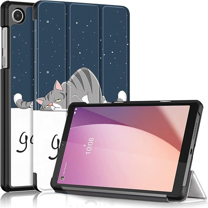 Case for Lenovo Tab M8 4th Gen 2023, Folding Folio Ultra-Thin PU Leather Stand Case Cover for Lenovo Tab M8 4th Gen TB-300FU Lazy Cat