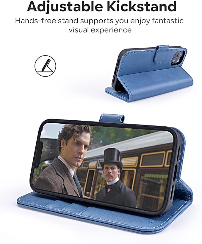 OCASE Compatible with iPhone 14 Wallet Case, PU Leather Flip Folio Case with Card Holders RFID Blocking Kickstand [Shockproof TPU Inner Shell] Phone Cover 6.1 Inch 2022 (Light Blue)