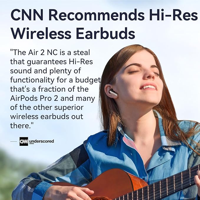 EarFun Adaptive Noise Cancelling Wireless Earbuds, 6 Mics AI ENC Call, Hi-Res Sound, LDAC, 40H Playtime, Multipoint Connection, Comfortable Fit, App Customization, Google Fast Pair, Wireless Charge