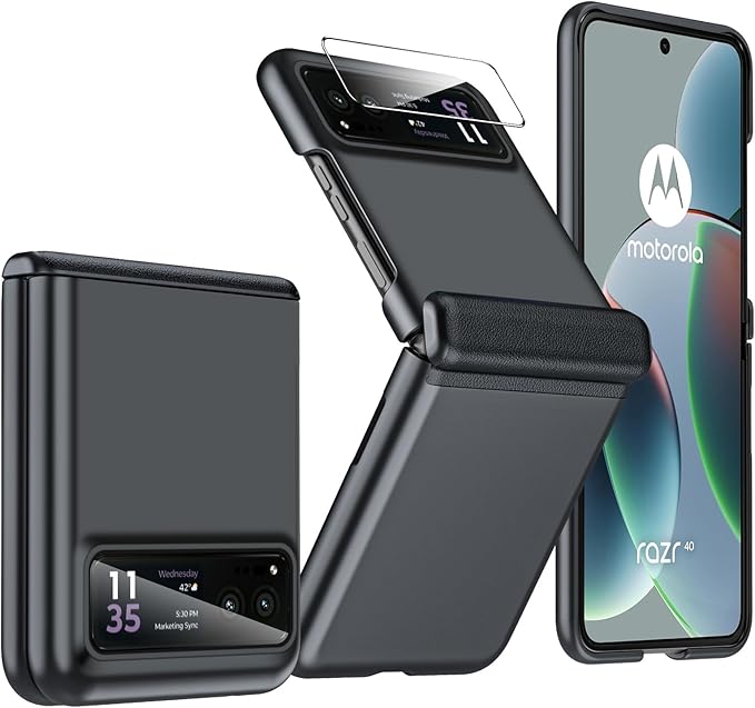 for Motorola Razr 2023 Case Full Body Cover & Magnetic Hinge Protection & Ultra Thin Matte PC Shockproof Phone Cover Smartphone Case for Moto Razr 2023 (Black)