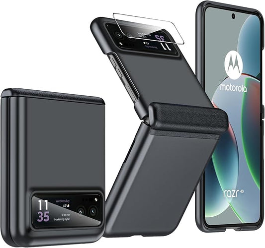 for Motorola Razr 2023 Case Full Body Cover & Magnetic Hinge Protection & Ultra Thin Matte PC Shockproof Phone Cover Smartphone Case for Moto Razr 2023 (Black)