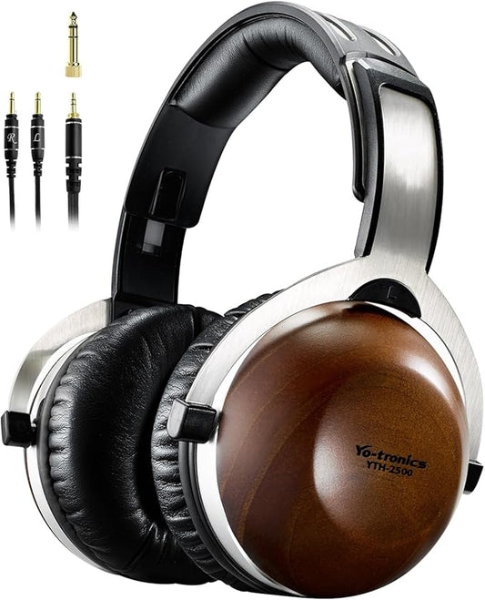 Over Ear Pine Wood Headphones, Hi-Res Audio with 50mm Dynamic Driver, Closed-Back, 3.5mm Wired Jack, DAC, Luxurious Silver Velour Earpads for Audiophiles, Podcasts, Home Audio Systems