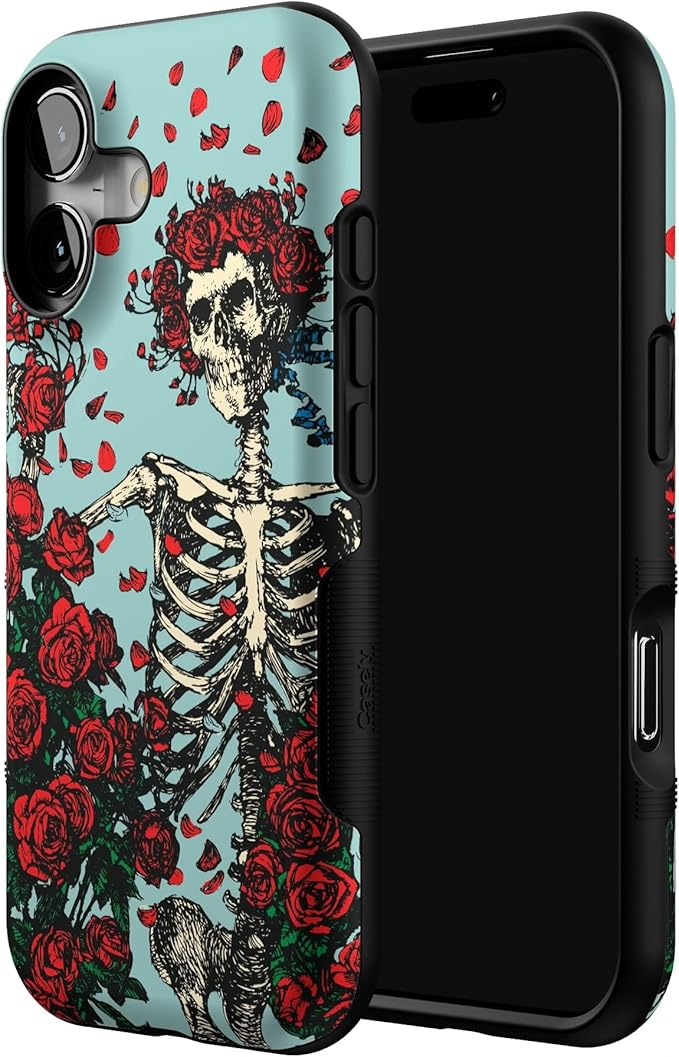 Casely iPhone 17 Case | Forever Grateful | Grateful Dead Skeleton Floral | Bold Protective Design | Compatible with MagSafe