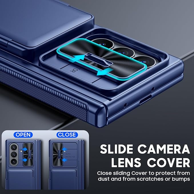 for Samsung Galaxy Z Fold 7 Case Wallet RFID [Cards Holder][Camera Cover][Kickstand] Full Body Shockproof Silicone Protective Phone Case for Galaxy Z Fold 7 Case(Blue)