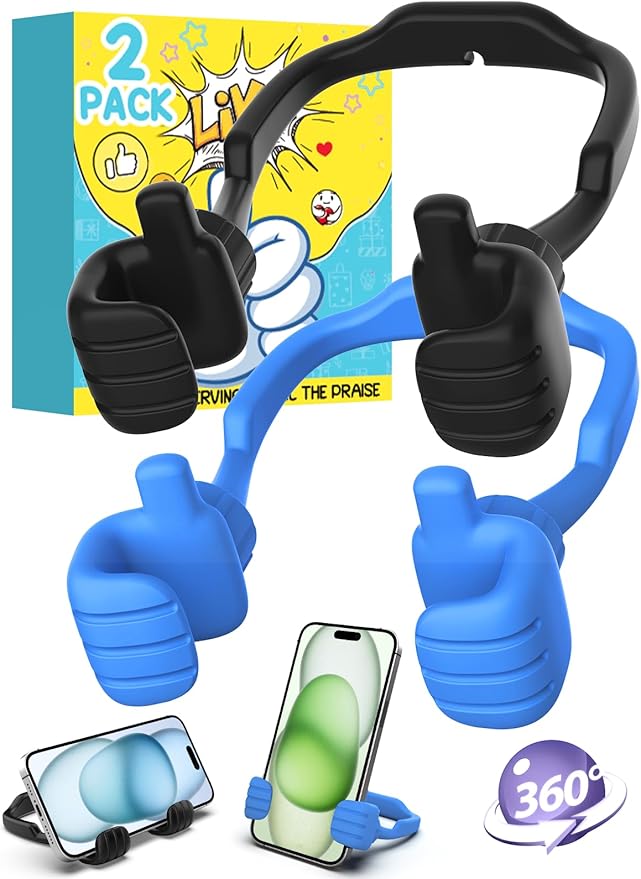Stocking Stuffers for Teens Boys Girls Adults Cell Phone Stand Patented 2 Pack Thumbs Up Lazy Phone Holder for iPhone Cellphone Stand for Desk Fun Birthday Gifts for Kids Men Women Wife