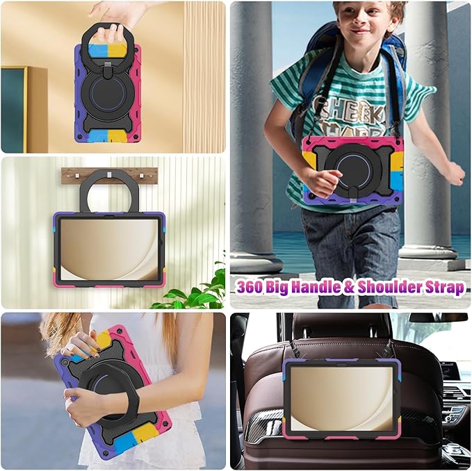 ROISKIN Case for Galaxy Tab A9 Plus 5G/ A9+ 11 Inch with HD Screen Protector & Shoulder Strap,Heavy Duty Military Case for Samsung Galaxy A9 Plus SM-X210/X216/X218 - Rotating Stand for Kids