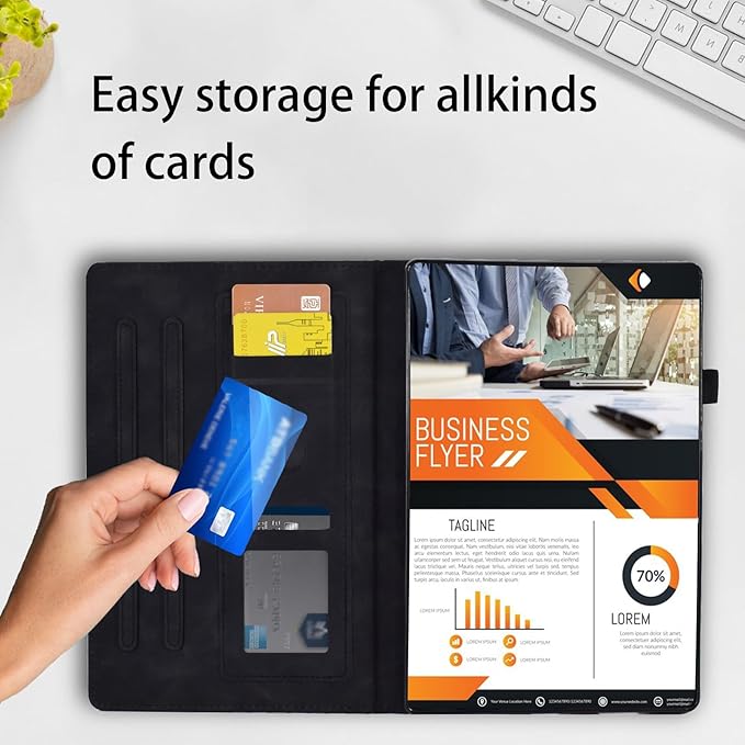 Case for Samsung Galaxy Tab A9 8.7 Inch Cover 2023 Magnetic PU Leather Folio Adjustable Stand Shell Foldable Card Holder Multi-Angle Galaxy Tab A9,Black